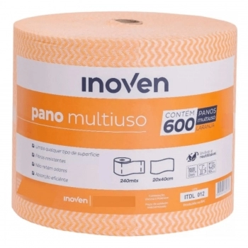 PANO DE LIMPEZA MULTIUSO 28CM X 40CM X 240M - 35GR 600 PANOS - LARANJA