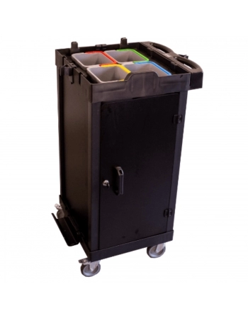 CARRO COMPACTO LINHA UTILITY BLACK DE LIMPEZA COM FECHAMENTO E PORTA BALDES