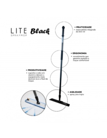 LITE SPRAY BLACK MOP COM NIVEL ANODIZADO PRETO SUPORTE PLANO VELCRO