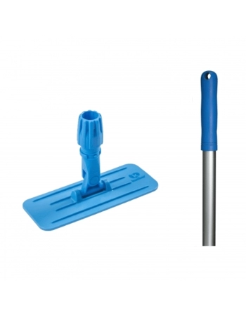 CONJ SUP PLAST FIBRA 23CM E CABO ALUM 150CM P.AZUL