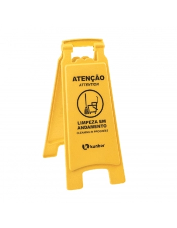 PLACA SINALIZACAO LIMPEZA EM ANDAMENTO AMARELO