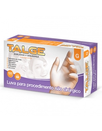 LUVA VINIL PROCED CIRURGICO SEM PO G 100UNID TALGE