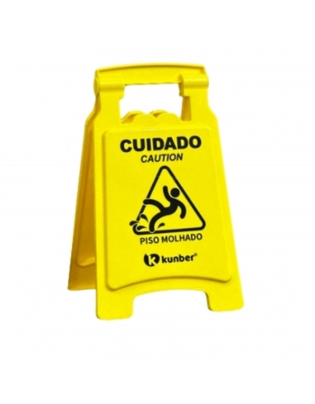 PLACA SINALIZACAO PISO MOLHADO COMPACTA 42CM AMARELO