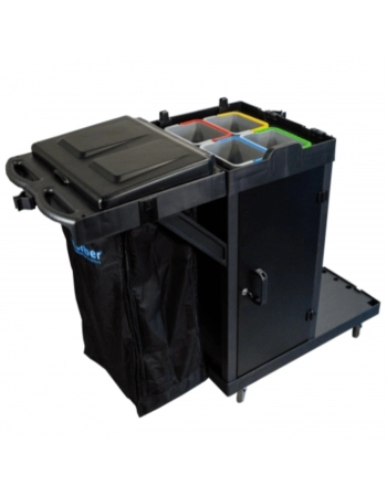 CARRO FUNCIONAL LINHA UTILITY BLACK COM FECHAMENTO E PORTA BALDES