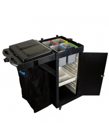 CARRO FUNCIONAL LINHA UTILITY BLACK COM FECHAMENTO E PORTA BALDES